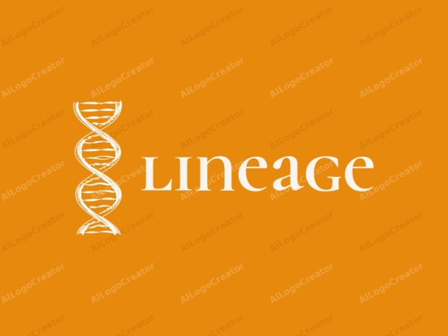 The image features a stylized human DNA helix drawn in a white, clean line style against a solid, vivid orange background. The DNA structure is prominently displayed, rising from the bottom center of the image towards the top, with each strand representing