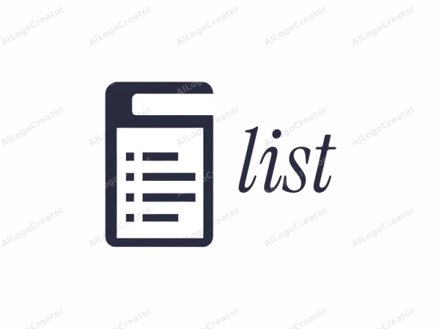 in a clear and concise manner. This is a simple, minimalist logo featuring a black, rectangular shape that symbolizes a piece of paper or a document. The logo is centrally positioned against a white background, enhancing its visibility. The top left corner of