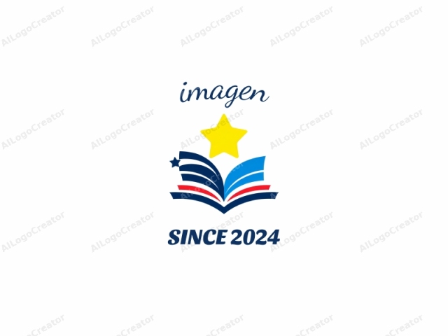 โลโก้นี้มีลักษณะเป็นภาพประกอบหนังสือเปิดที่มีสไตล์ โดยมีดาวสีเหลืองเด่นอยู่ด้านบน หน้าหนังสือถูกแสดงด้วยสีสันสดใสของสีน้ำเงิน แดง และขาว ดูเหมือนจะเปิดไปยังจุดศูนย์กลาง หน้าปกหนังสือ