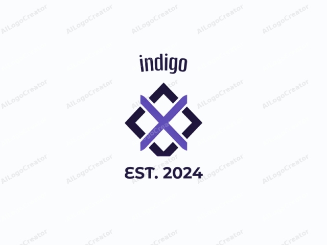 a modern geometric design. The image is a digital rendering showcasing a symmetrical, minimalist logo with a square shape at its core. The square is bordered by four sharp angles and features two intersecting lines, one vertical and the other horizontal, creating