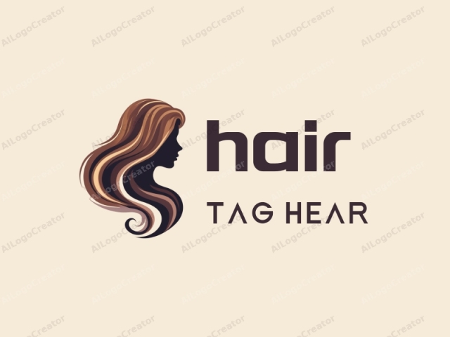 This is a digital vector illustration depicting the profile silhouette of a woman's head and neck. The illustration is executed in a modern, minimalist style, featuring clean lines and smooth, flowing curves. The subject's hair is depicted in rich, warm tones