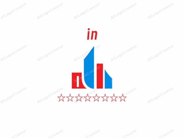 This logo features a simple and abstract design. It consists of three primary colors—blue, red, and white—arranged in a geometric shape resembling a stylized building or architectural element. The central part of the logo is a blue triangle that