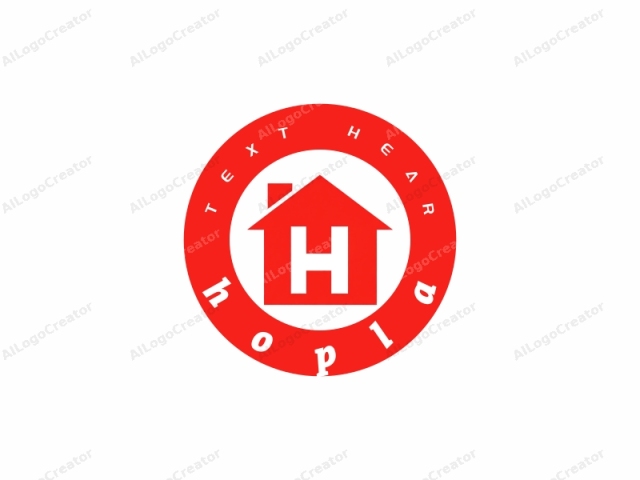 Das Logo ist ein einfaches, minimalistisches Design, das eine kühne, leuchtend rote Hausform vor einem schlichten weißen Hintergrund zeigt. Das Haus ist stilisiert, ohne komplizierte Details, und zentriert im weißen Raum platziert. Das Dach des Hauses ist dreieckig,