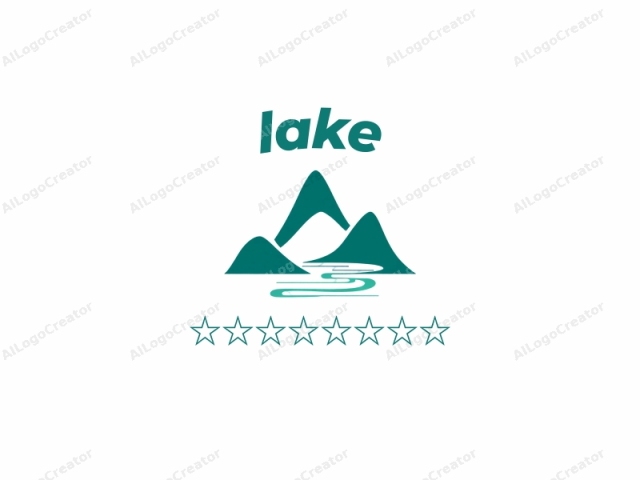 This image is a stylized, minimalist logo depicting a mountain scene. The main element is a mountain range consisting of three triangular peaks arranged symmetrically, with the largest in the middle and two smaller ones flanking it on either side. The mountains