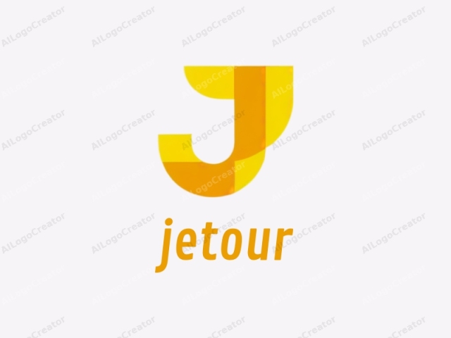 This is a simple, minimalist logo featuring an abstract design in bright, warm colors. The central focus is a lowercase "j" formed with four interlocking, overlapping segments. Each segment has a different color: yellow, orange, red, and