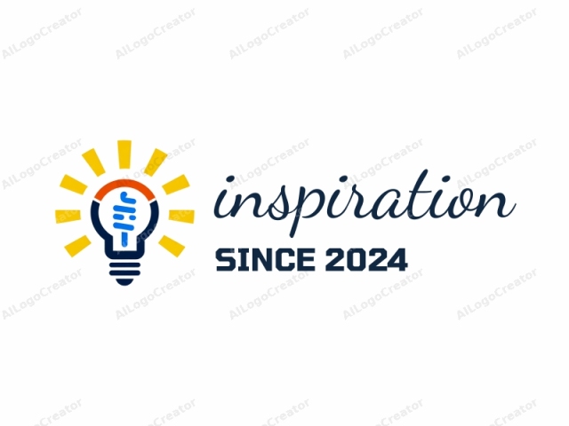 which is a simplified, digital illustration in a minimalist style. This logo features a stylized light bulb as its central motif. The light bulb is depicted in three primary colors: a dark blue at the base, transitioning to a bright orange at the