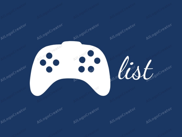 This is a simple, minimalist, and stylized logo design featuring a white silhouette of a video game controller against a dark blue background. The controller is depicted from the top, with its handle and joysticks visible. The handle is located at