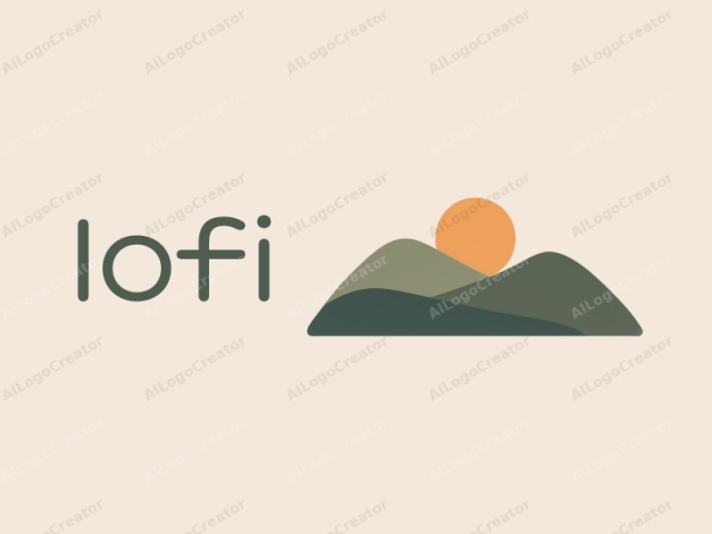 a simplified mountain landscape. The image features a minimalist style, with smooth, clean lines and flat colors. The background is a solid, light beige color, providing a neutral and calming base that contrasts subtly with the subject. At the center of the