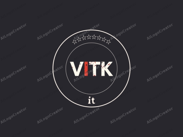 The image is a digital graphic featuring the word "VITK" prominently displayed in the center against a solid black background. The letters are designed in a modern, minimalist style with a bold, sans-serif typeface. The word "VIT