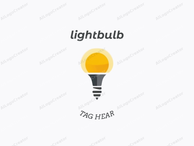 This image is a minimalist, vector graphic logo depicting a stylized light bulb. The bulb is drawn in a sleek, modern design, with a smooth, round top filled with a vibrant yellow color, representing the light emitted by the bulb. The