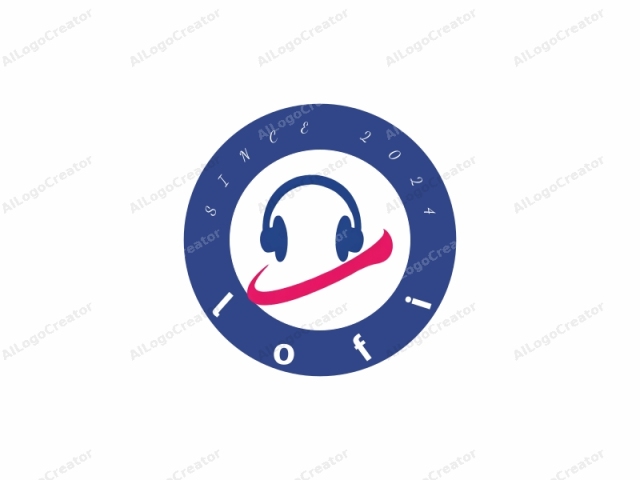 This logo is a simple, modern, digital illustration. The design features a stylized, abstract representation of a pair of headphones. The headphones are depicted in a bold, dark blue color, with two earpieces connected by a curved, flexible band