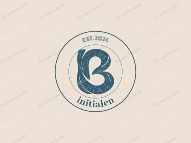 The logo image is a stylized letter "B" rendered in a clean and minimalist design. The letter is composed primarily in a deep teal blue color with subtle orange accents that give it a textured and organic feel. The teal "B" appears