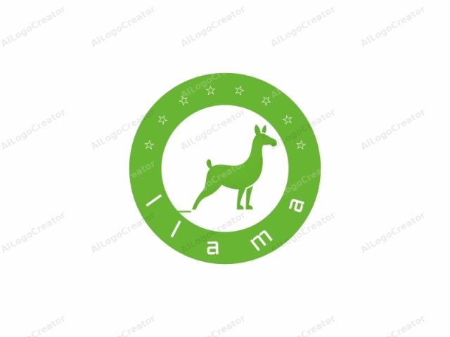 en un estilo minimalista, centrándose en los elementos del diseño. El logotipo presenta una ilustración simplificada y estilizada de un ciervo de pie sobre sus patas traseras, mirando hacia la izquierda. El cuerpo del ciervo está representado en un color verde sólido y vibrante, creando un