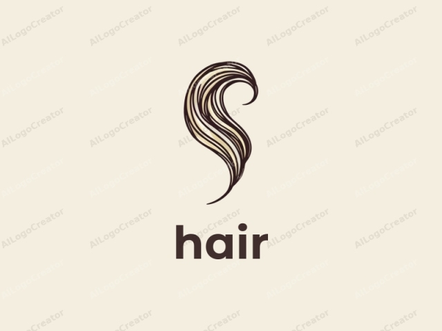 The logo is a minimalist design featuring a stylized, abstract representation of flowing hair. The image is composed of a single element: a curving, swirling line that evokes the movement and texture of hair. The line is drawn in a thin