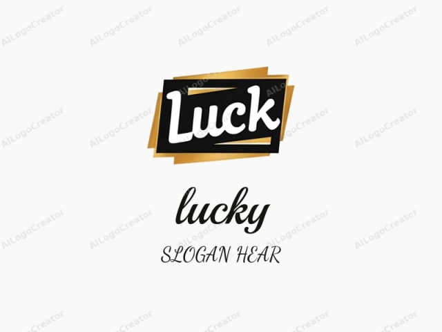 Dies ist ein digitales, vektorbasiertes Grafikbild, das das Wort "Lucky" in einem schlanken und modernen Stil darstellt. Das Logo zeigt eine mutige, schwarze, serifenlose Schriftart für das Wort "Lucky" in der Mitte. Die Buchstaben "L"