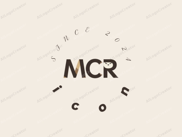 The image is a digital graphic design featuring the word "MC" set against a solid light beige background. The letters are designed in a minimalist, geometric style, with each letter composed of multiple segments that form the shape of a face. The letter