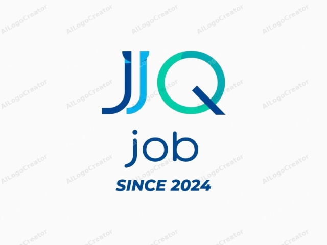ภาพนี้เป็นกราฟิกดิจิทัลที่แสดงตัวอักษร "J" และ "Q" ที่ถูกออกแบบอย่างมีสไตล์ในรูปแบบโมเดิร์นมินิมอล ตัวอักษรอยู่ตรงกลางอย่างเด่นชัดบนพื้นหลังสีขาว ตัว "J" ประกอบด้วยเส้นสองเส้นที่ตัดกัน ส่วนบน