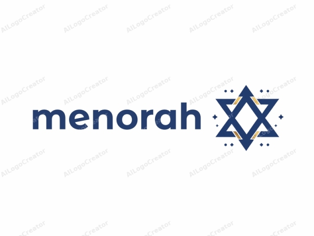 This image is a stylized, minimalist logo featuring a Star of David, a traditional symbol of Judaism. The Star of David is depicted in deep navy blue, with clean, geometric lines and symmetrical design. The six-pointed star, formed