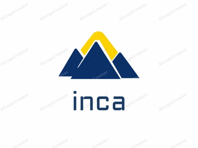 The image is a minimalist, vector-based logo featuring a stylized mountain against a white background. The mountain consists of three triangular peaks that gradually taper from the base towards the top. Each peak is a solid shade of navy blue, creating a sense