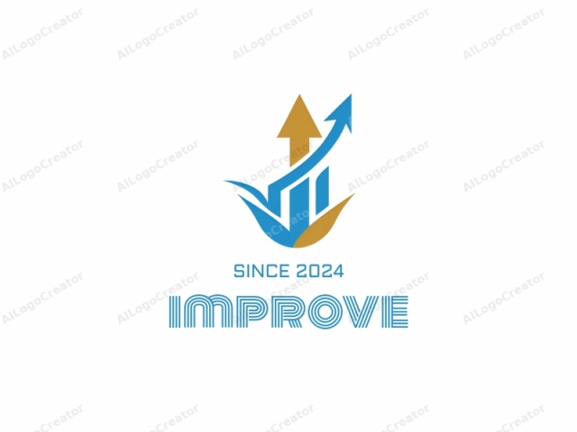 The logo is a stylized graphic representation of a business or economic growth concept. It consists of three primary elements: a tall, thin triangle pointing upwards, two arrows also pointing upwards, and a stylized plant-like shape. The triangle and the