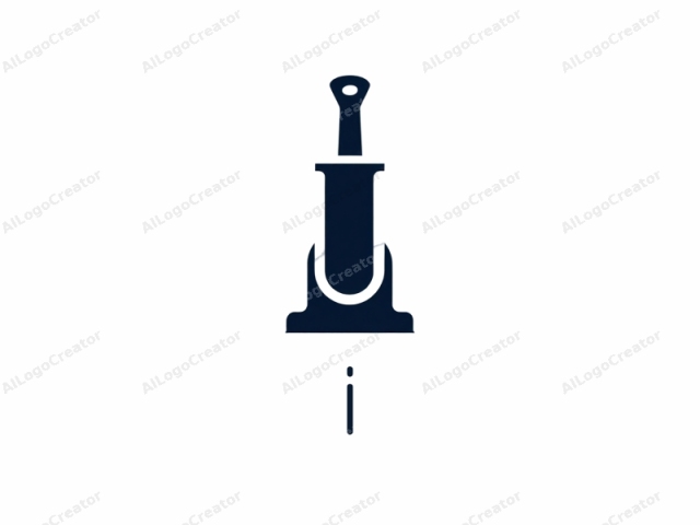 The image is a minimalist, vectorized drawing of a vacuum cleaner depicted in solid black against a plain white background. The vacuum cleaner is portrayed in a simplified, iconographic style without any additional details or textures, emphasizing clarity and ease of recognition.