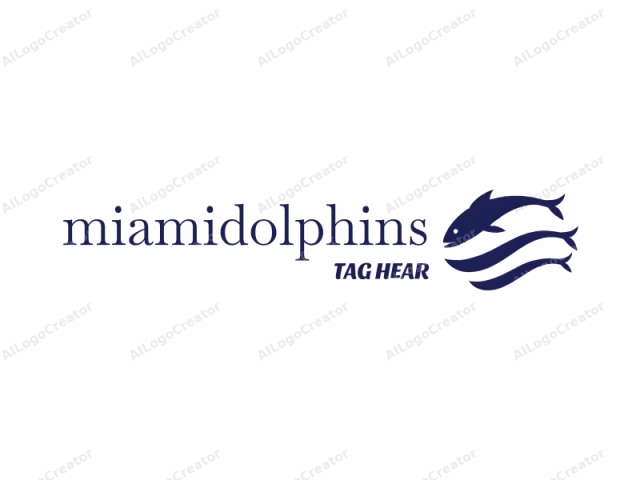 This logo is a simple, vector-based illustration of a fish in motion. The fish is rendered in a solid, dark blue color on a stark white background, giving it a clean and modern look. The fish is depicted leaping or swimming upwards