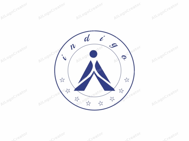 This is a minimalist, abstract logo featuring a geometric design in a deep blue color against a plain white background. The logo consists of two large triangular shapes positioned at the top and bottom, meeting at the center, creating a V shape. Connecting the