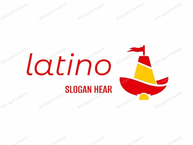featuring a simplified, flat, and minimalist design. This logo is a stylized depiction of a sailing ship with a single triangular sail. The ship's hull is colored in red, and its sail is divided into two parts: the top section is yellow
