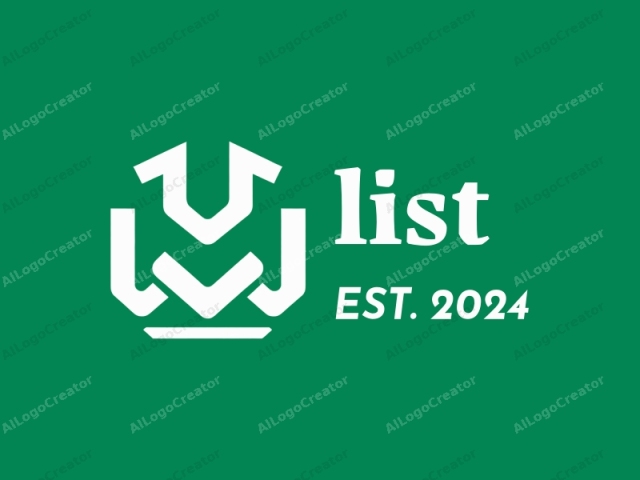 This is a minimalist logo featuring a green background and a stylized, abstract white design at its center. The white design consists of geometric shapes resembling capital letters or abstract forms, with the primary elements including a "U" shape at the top and