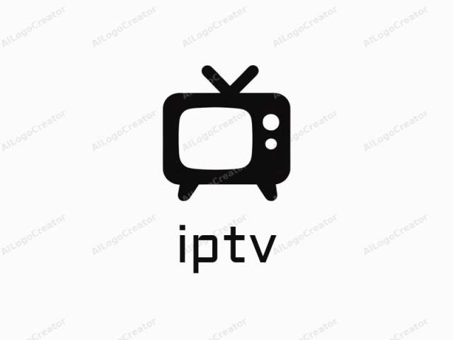 The image is a minimalist, black-and-white vector graphic depicting a classic, square television set with a distinct, rounded rectangular screen. The TV stands on two small, stubby legs, each placed at the bottom corners. The screen of the television