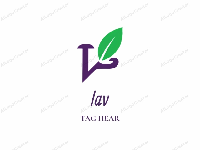 The image is a minimalist, vector-based graphic design with clean lines and bold colors. Centered on a plain white background, the logo features a stylized leaf and stem combination. The leaf is green and represents freshness and vitality. It is positioned