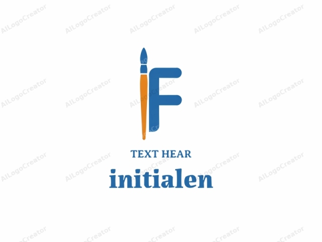 The logo features a stylized depiction of a paintbrush handle and the letter "F" combined. The paintbrush handle is rendered in a vivid orange hue, while the letter "F" is presented in a bold blue. The brush handle is