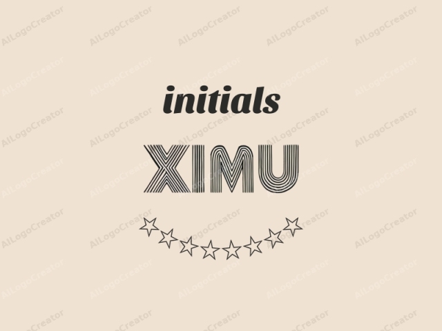 這張圖片是一個極簡主義的圖形，以大而粗體的大寫字母呈現「XIMMU」一詞。文字以時尚的黑色波浪線條呈現，模仿波浪的輪廓，提供流暢的外觀。