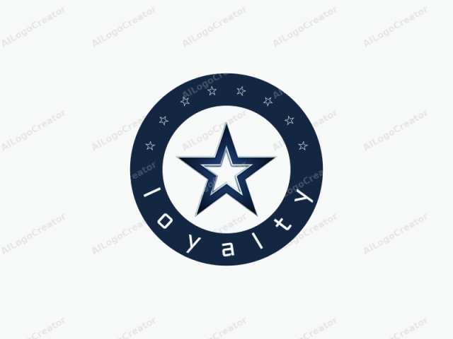 The logo features a large, five-pointed star with a smooth, clean design. The star is centered against a plain, light grey background, which accentuates its boldness. The star itself is outlined in a sleek, dark blue color that