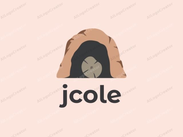 This image is a minimalist, flat-style illustration depicting a simple, arched cave entrance set against a soft, pale pink background. The cave entrance is outlined in a light brown, with a darker brownish interior, resembling a natural, rough texture