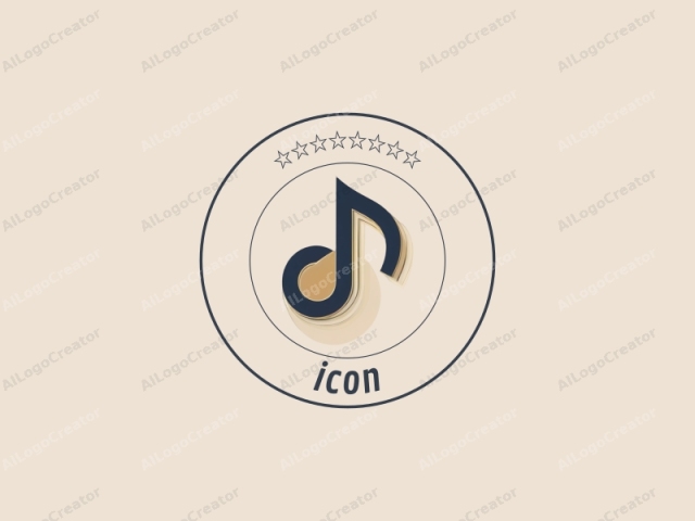 The logo features a stylized musical note in a minimalist design set against a pale beige background. The musical note is composed of two elements: the curved upper portion and the vertical lower portion. Both elements are rendered in a smooth, dark navy blue