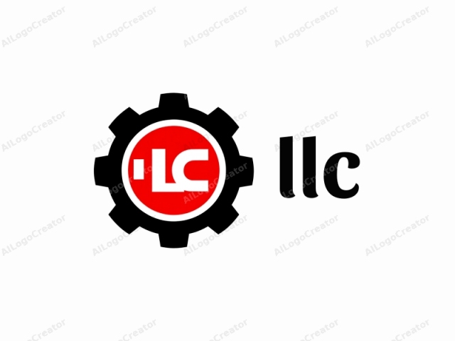 using a simple, modern, and clean design. The image features a stylized logo consisting of a circular shape centered against a plain white background. The circular element is surrounded by a black gear pattern, resembling the teeth of a large mechanical cog.