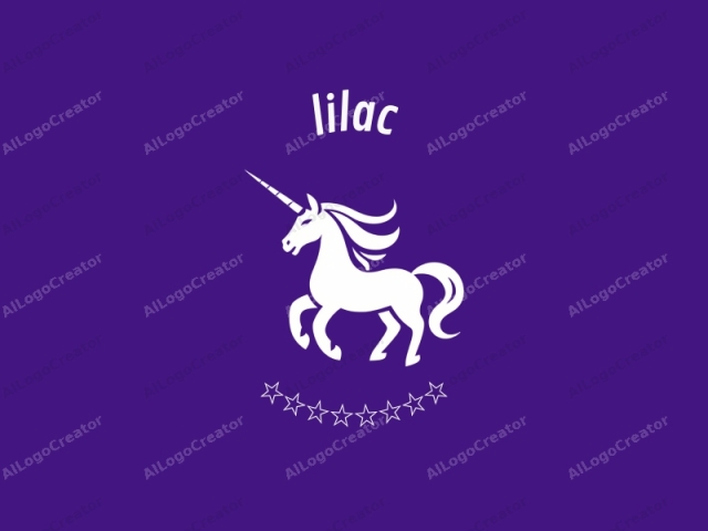 a white unicorn set against a solid purple background. The unicorn, depicted in a stylized, minimalist design, is centered in the image. It faces left, with a long, spiraled horn emerging from its forehead, and its mane flows in