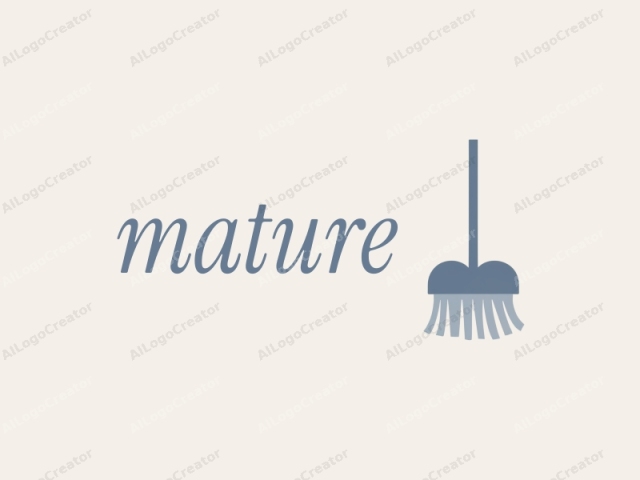 a broom. This is a minimalist digital graphic featuring a stylized representation of a broom. The image is set against a plain off-white background, providing no distractions or additional elements. The broom is depicted in a simple, two-tone