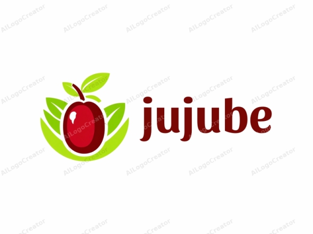 El logo presenta un diseño estilizado y minimalista que representa una fruta roja, probablemente una cereza o una ciruela. La fruta está posicionada en el centro y tiene una textura suave y brillante, indicando su superficie brillante con un pequeño reflejo blanco que sugiere un resplandor. Alrededor