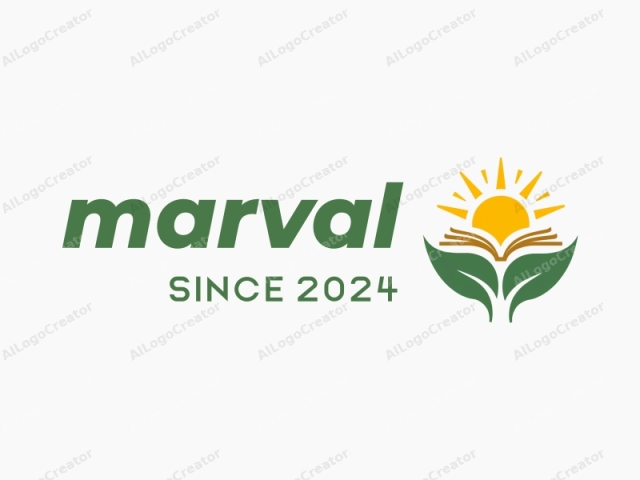 This logo, set against a plain white background, features a stylized sunburst and plant motif. At the center is a bright yellow sun with its rays extending outward in a radial pattern. The sun's shape is smooth and rounded with sharp,