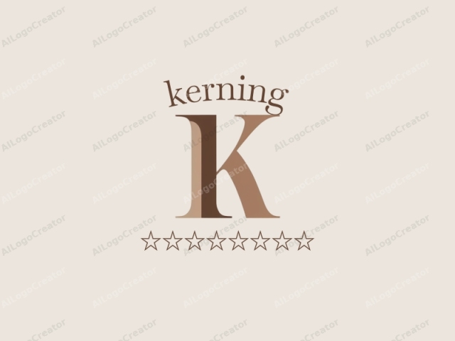 Este logotipo minimalista presenta una sola letra "K" en una elegante fuente serif. La letra está centrada y representada en un cálido color marrón terroso, proporcionando una sensación de solidez y conexión con la tierra. El diseño se caracteriza por su limpieza y modernidad