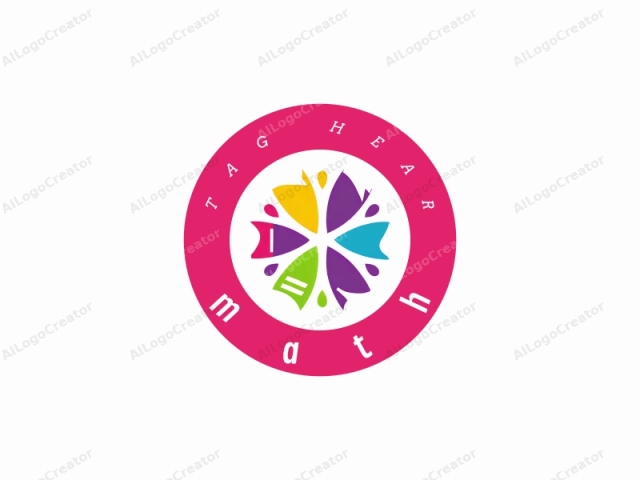 This is a colorful and abstract logo consisting of six symmetrical petals that form a flower-like shape. Each petal is a different vibrant color: yellow, red, blue, green, purple, and orange. The petals are outlined in white,