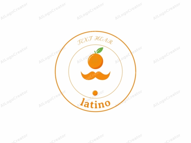 featuring a stylized, minimalistic, and modern design. The logo consists of a simple, cartoonish representation of an orange, a leaf, and a moustache, set against a plain white background. The orange, centrally positioned, is depicted