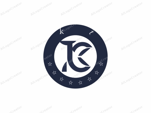 This is a minimalist, abstract logo composed of bold, dark navy blue geometric shapes on a stark white background. The logo consists of a series of interlocking lines and curves, forming a fluid, modern design. The central element resembles a stylized