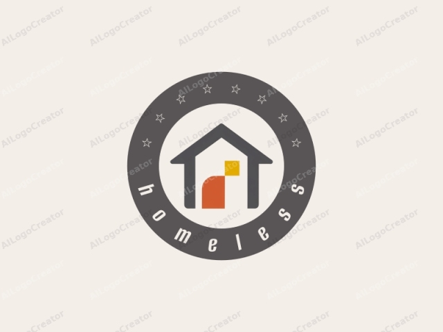 using descriptive language and sensory details. This is a minimalist logo design featuring a stylized house icon in a modern, flat design style. The house is depicted in bold, black outlines with a simple interior. The front door, positioned centrally and slightly