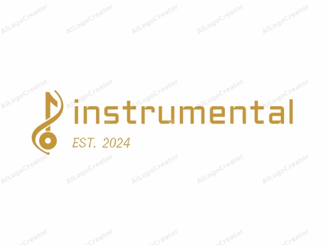 Dies ist ein minimalistisches Logo-Design, das in einem golden-gelben Farbton auf einem strahlend weißen Hintergrund erstellt wurde. Das Logo zeigt eine stilisierte, abstrakte Musiknote, die aus geschwungenen und geraden Linien besteht. Die geschwungenen Linien bilden eine elegante Spirale, die sich von links nach rechts windet.