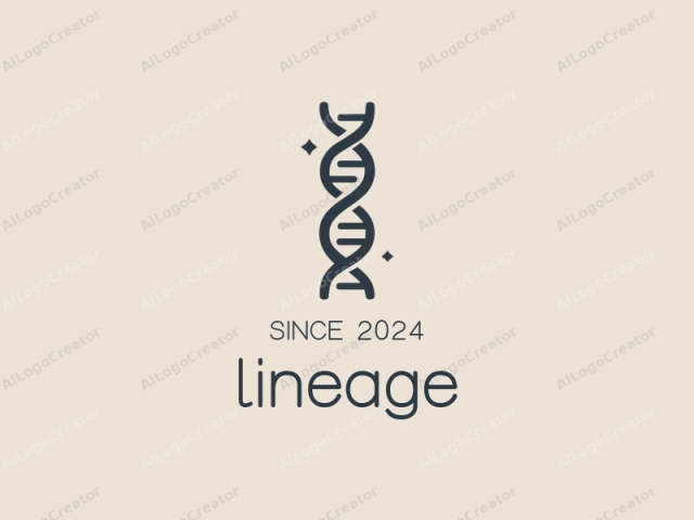 This is a minimalist, monochromatic digital logo featuring a human DNA helix. The design utilizes a single color palette of dark navy blue on a soft, off-white background, creating a stark contrast that enhances visibility. The DNA helix is