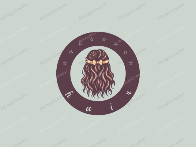 This is a digital drawing of a woman's wavy, brown hair, with the top section pulled back into a ponytail. The hair is depicted in intricate detail, showcasing its natural texture with varying shades of brown, from light to dark,