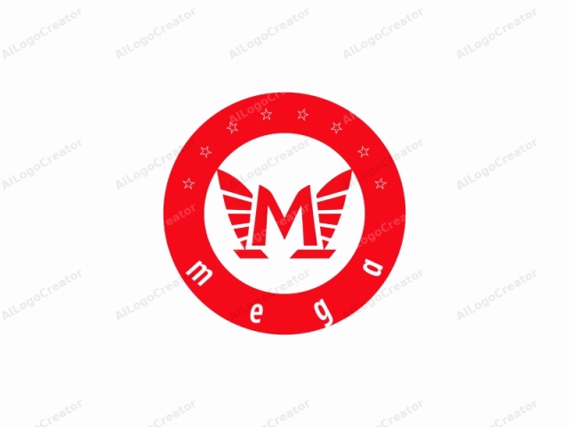 The logo is a simplified, abstract design that features two stylized wings positioned symmetrically on either side of a bold, uppercase "M" in the center. The wings are reminiscent of those found on a bird, but with sharp, angular edges